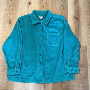 Vintage 90s L.L. Bean Corduroy Shirt - Teal Blue Sz XL Pet